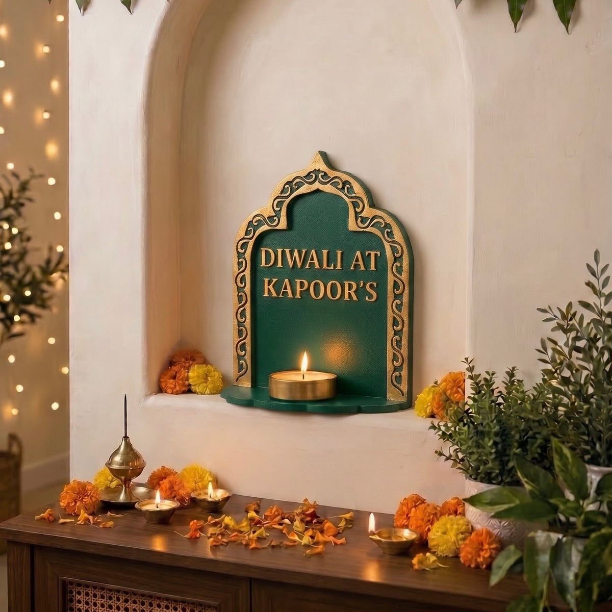 Personalised Diwali Hamper | Photo Lamp + Name Diya Holder + LED Diya