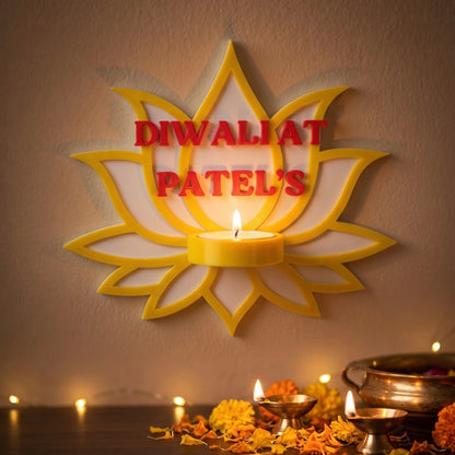 Personalized Wall Diya Holder - Lotus