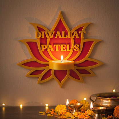 Personalized Wall Diya Holder - Lotus