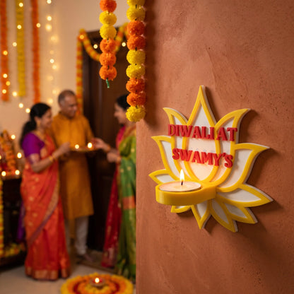 Personalized Wall Diya Holder - Lotus