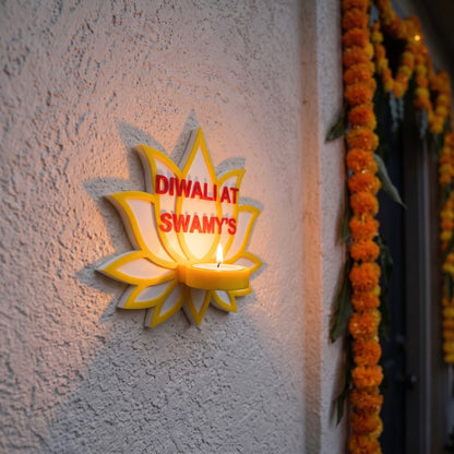 Personalized Wall Diya Holder - Lotus