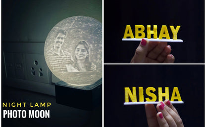 Dual Name Plank + Night Lamp Combo The 3D Printing Store India