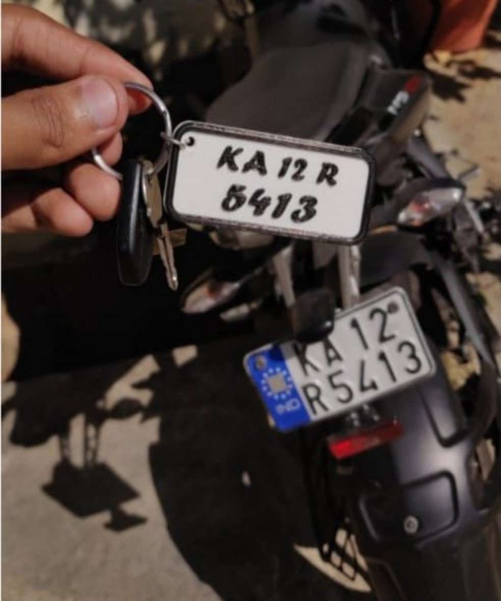 Number Plate Keychain 3D Printing Store India